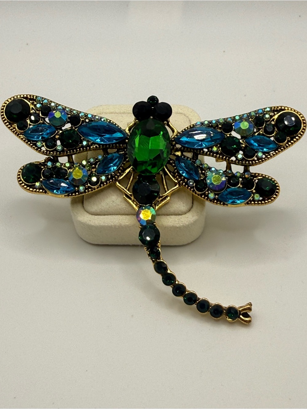 Big Enameled Rhinestone Dragonfly Brooch‎